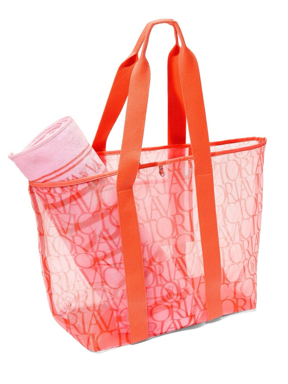 Victoria Secret Logo Mesh Beach Tote & Towel Set